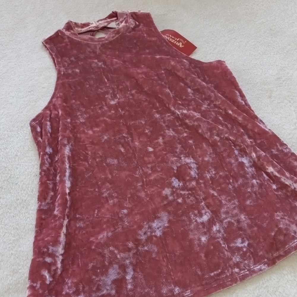 Arizona Jeans Mauve Velvet Mock Neck Swing Sleeveless Top NWT